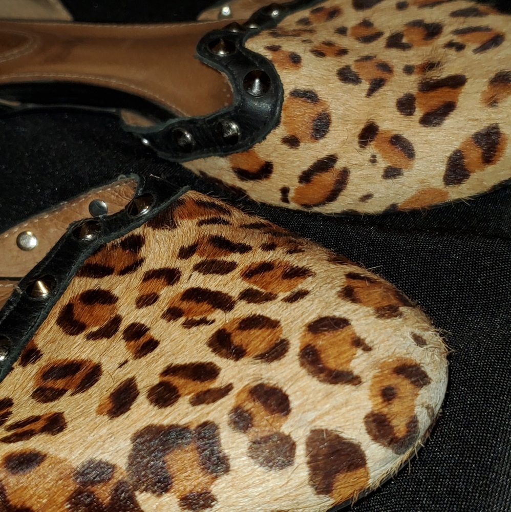 Leopard Print Flats With Studs - image 3